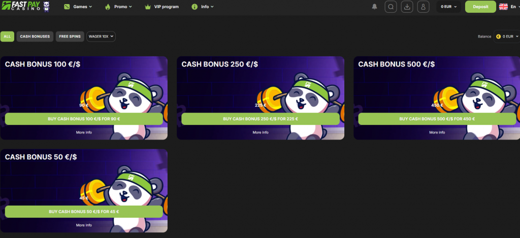 Fastpay casino Bonus Store