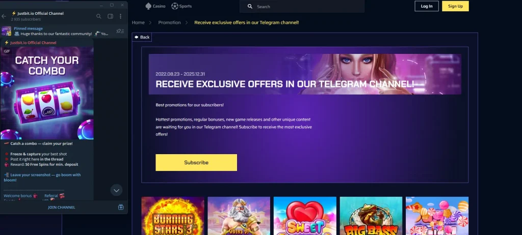 Justbit Telegram official channel