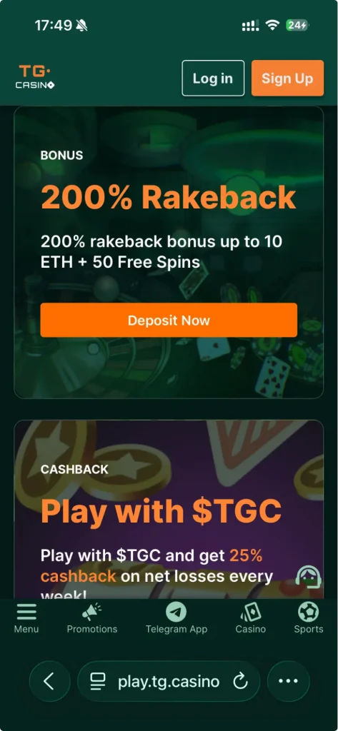 Casino site on mobile