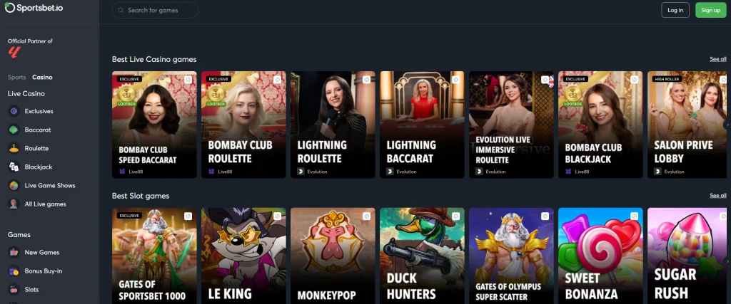 Home page of one of the best no limit casinos