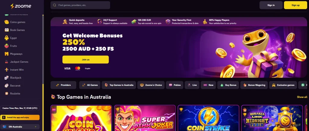 Home page with the new-user bonus