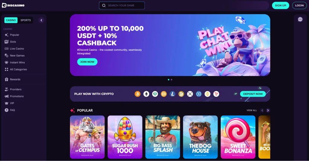 Main casino page