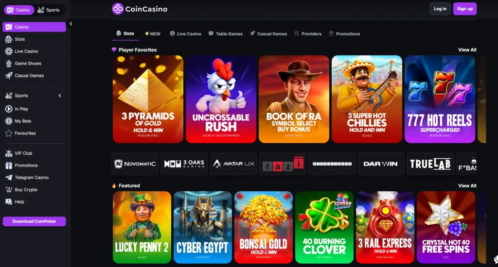 Main casino page
