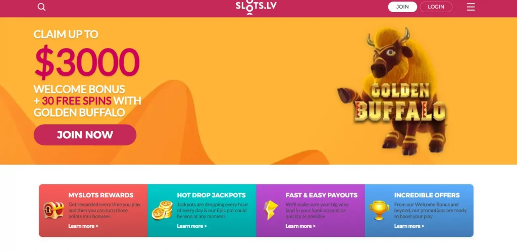Slots.LV no deposit bonus not advertised on the main page