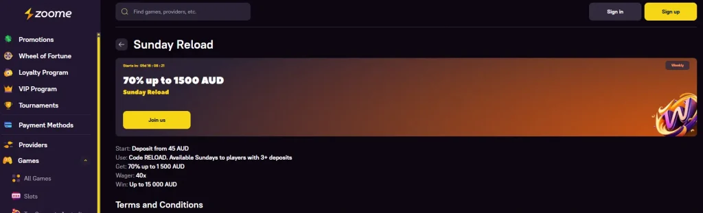 Sunday reload information