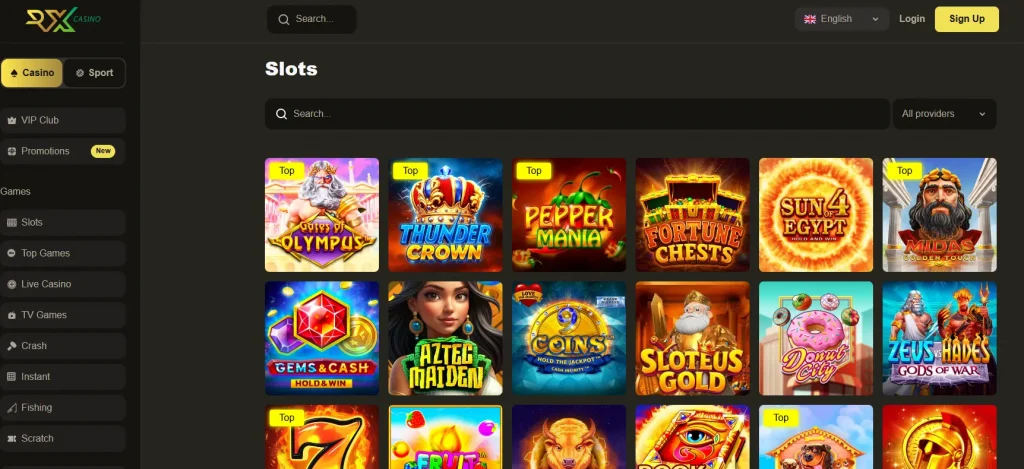 Top slots available after sign-up and usage of RX Casino no deposit bonus codes