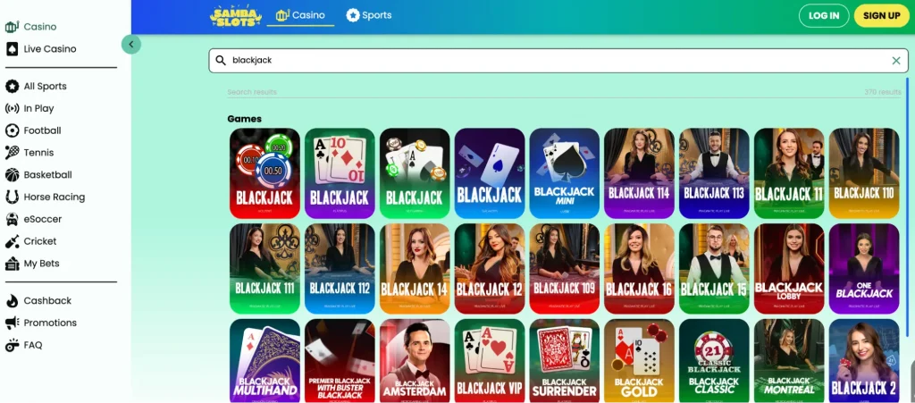 Virtual blackjack tables