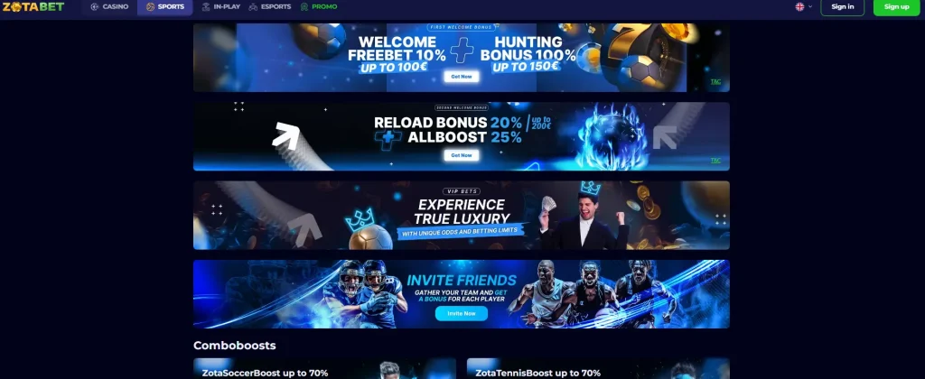 Zotabet bonus line-up for sportsbook users