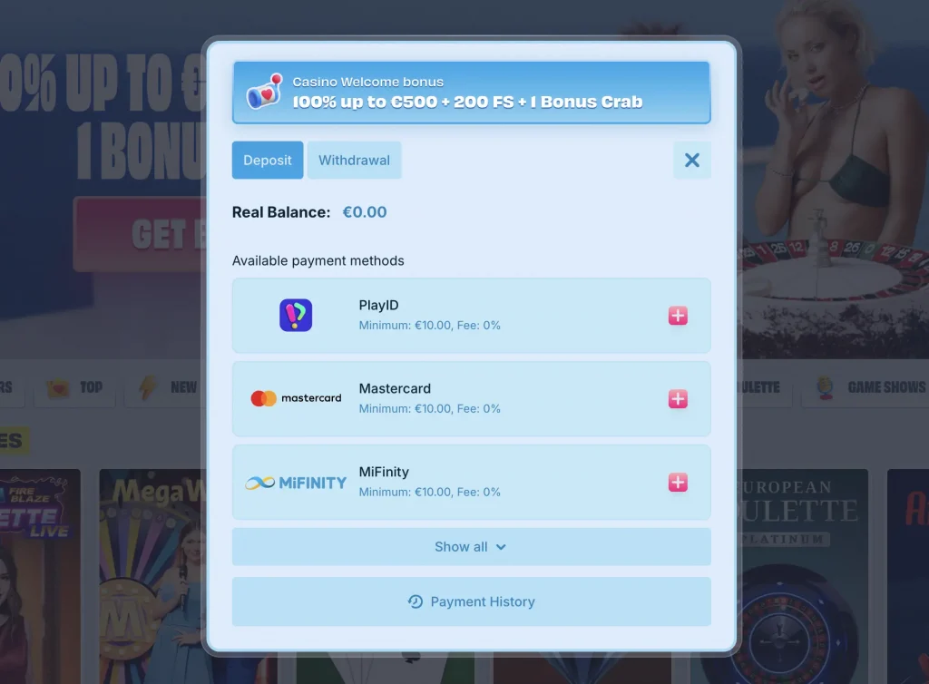 A cashier with fiat and crypto methods