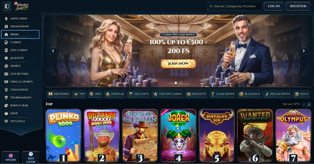 Casino homepage