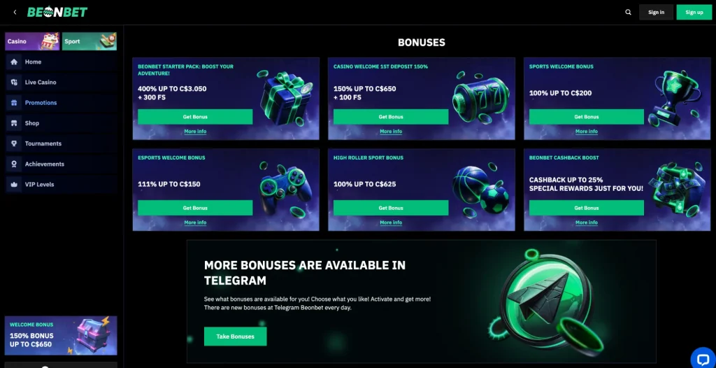 Current bonus lineup