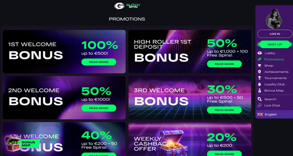Current deals at GlitchSpin