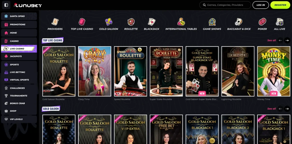 Games hosted by real dealers