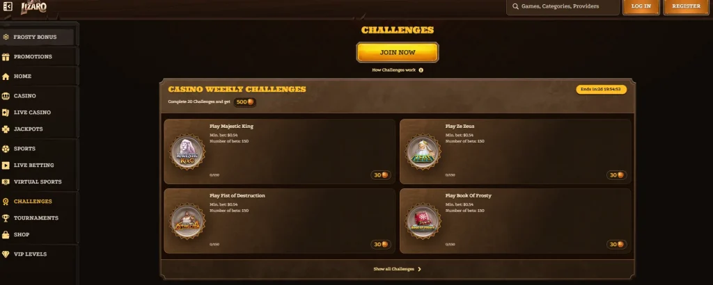 Lizaro bonus challenges