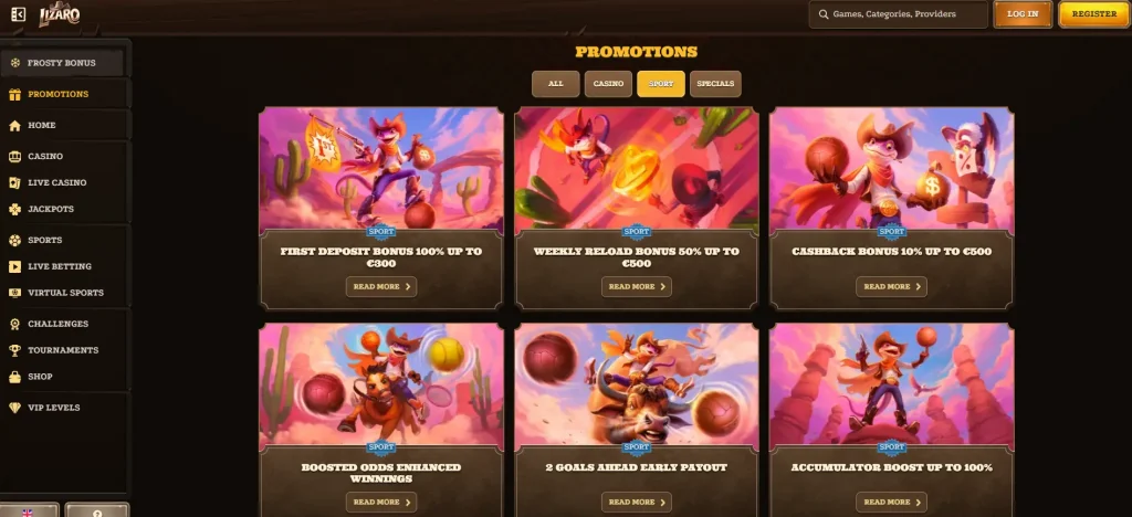 Lizaro bonus for sports