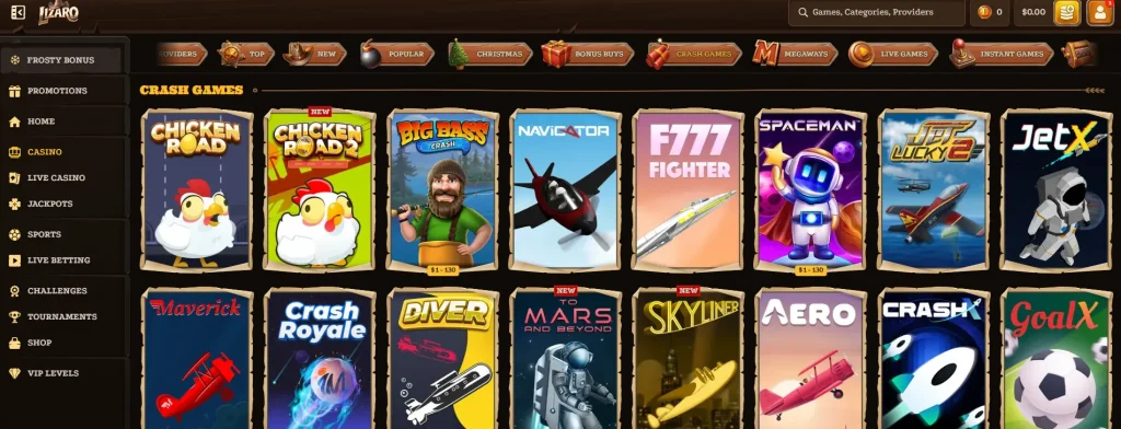 Lizaro online casino crash games