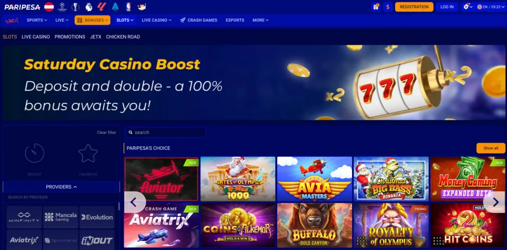 The casino lobby screenshot