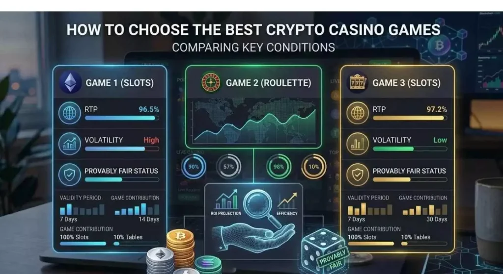 how to choose the best crypto casino games using RTP volatility and provably fair