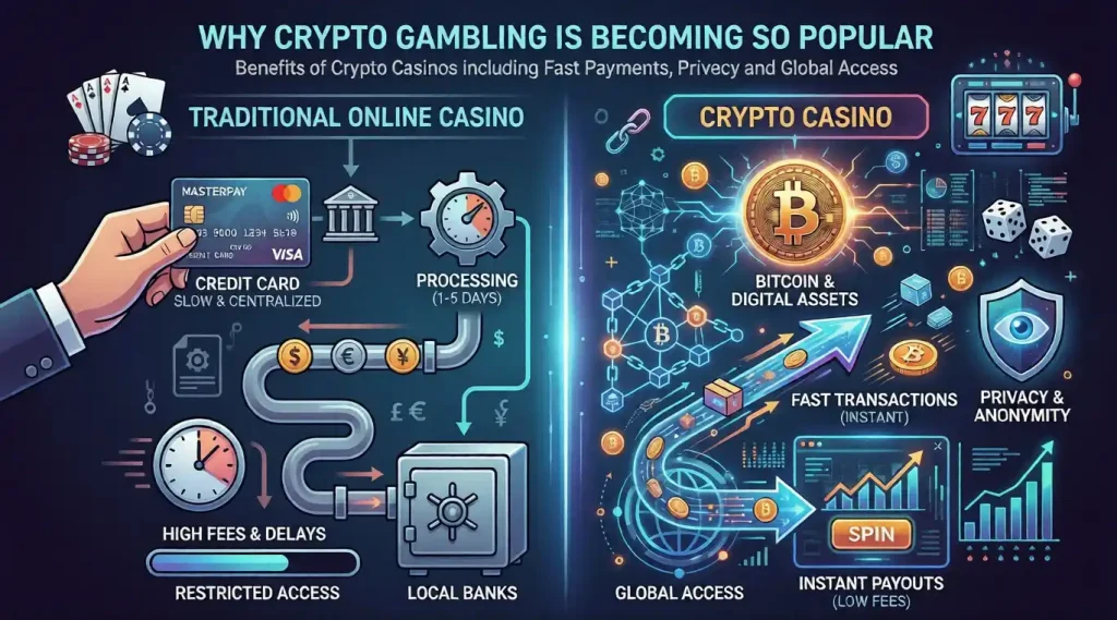 benefits of crypto casinos including fast payments privacy and global access