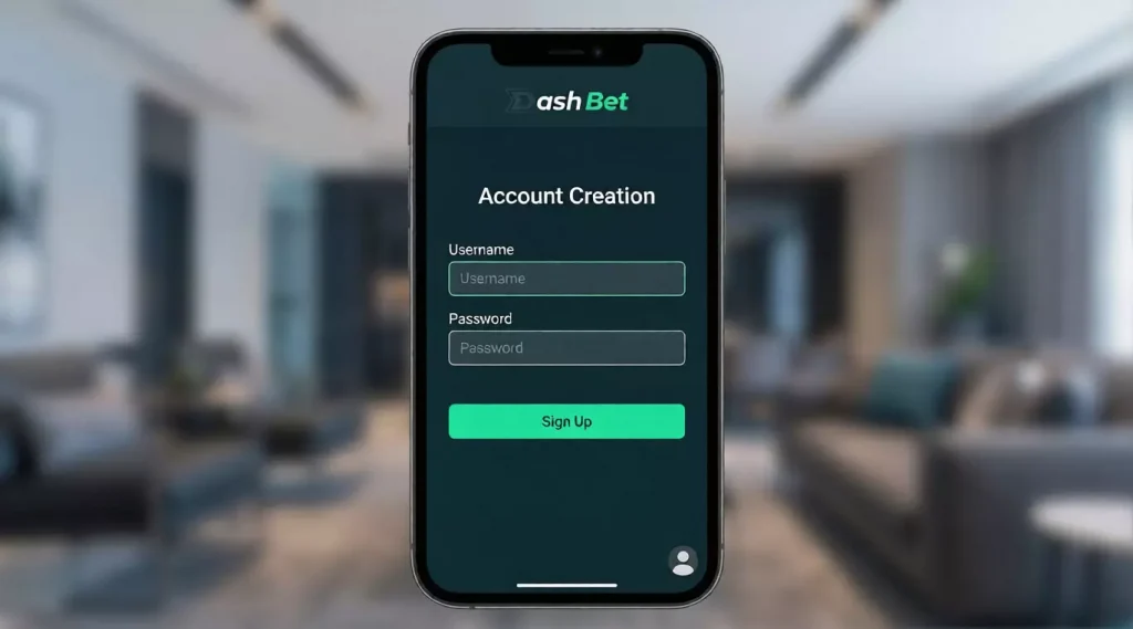 Dash Bet registration form on mobile betting platform